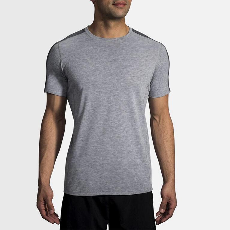 Brooks Distance Mens Short Sleeve Running Shirt - Grey - Philippines (964510INE)